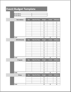 a printable event budget sheet