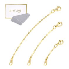 PRICES MAY VARY. Package: Comes with 3pcs 14k gold plated sterling silver necklace extenders chain（1,2,3 inches，one for each size）, easily add the length of your jewelry. Multiple sizes meet your different needs. There have a silver polishing cloth in the package so that you can use it at any time Material: 14k gold plated 925 Sterling Silver. Pure sterling silver is made of 92.5% silver mixed with 7.5% alloys to add strength and durability. Lead nickel and allergy free，rest assured to use. Clas Bracelet Extender, Necklace Extender, Jewelry Making Project, 14k Gold Necklace, 925 Sterling Silver Chain, Allergy Free, Fashion Jewelry Necklaces, Sterling Silver Chain, Gold Plated Sterling Silver