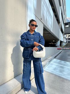 Denim And Cream Outfit, Denim Co Ord Outfit, Denim Om Denim Outfit, Denim And Heels Outfit, Jean Aesthetic Outfit, Double Denim Outfit Women, Full Denim Outfit Women, All Denim Outfits For Black Women, Oversized Denim Outfit