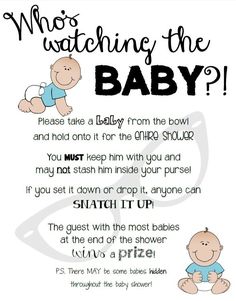 Baby Shower Idea | Baby Shower Game | Baby Shower Decoration Baby Shower Simple, Funny Baby Shower Games, Boy Baby Shower Games, Baby Shower Theme Decorations, Cadeau Baby Shower, Baby Gender Reveal Party, Simple Baby Shower, Baby Shower Inspiration