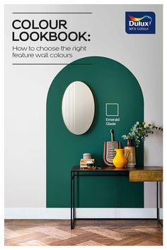 Dulux Simply Refresh feature walls Green Painted Arch Wall, Paint Around Mirror On Wall, Painted Section Of Wall, Hallway Statement Wall, Partly Painted Wall, Studio Wall Painting Ideas, Green Arch Painted On Wall, Arched Wall Paint, How To Paint Arch On Wall