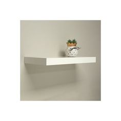 a white shelf with a potted plant on it