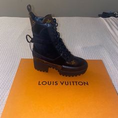 Brand New Authentic , Size 34.5 Which Is Size 4 Us. I Have Receipt. Just Don’t Want Anymore And Can’t Return. Luxury Lace-up Patent Leather Boots, Pink Ankle Boots, Black Patent Leather Boots, Shoes Louis Vuitton, Fly Shoes, Louis Vuitton Pink, Patent Leather Boots, Canvas Boots, Louis Vuitton Boots