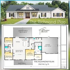 the richmond plan is shown in two different colors and features an open concept floor plan