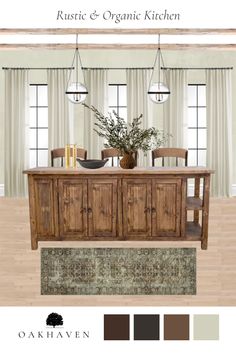 an image of a dining room with wooden furniture