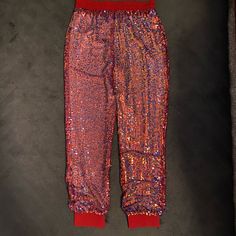 Brand New! Sexy Sequin Joggers; Pink Chrome Sequin With Burgundy Red Detailing Waist Band And Ankle Sequin Joggers, Pink Chrome, Fashion Nova Pants, Burgundy Red, Waist Band, Track Pants, Fashion Nova, Pant Jumpsuit, Sequin