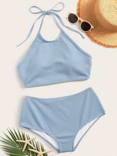 High Waisted Tankini, Halter Swimsuit, Outfits Modest, Tankini Swimsuit