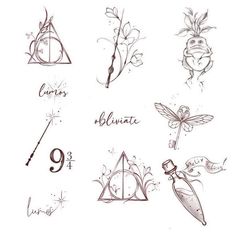 the harry potter tattoos are drawn on paper