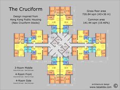 the cruciforn floor plan for an apartment complex in hong's central business district