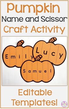 Pumpkin Name and Scissor Craft Activity Fall Art Elementary, Pumpkin Name Craft, Pumpkin Activities Preschool, Pumpkin Crafts Preschool, Pumpkin Activity, Pumpkin Lessons, Name Activities Preschool, Name Activity, Pumpkins Preschool