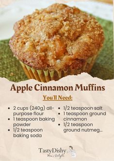 an apple cinnamon muffins recipe on a plate