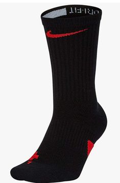 NIKE ELITE CUSHIONED BASKETBALL CREW SOCKS SIZE YTH 3Y-5Y WMN 4-6 RED & BLACK Nike Non-slip Socks For Sports, Nike Non-slip Sports Socks, Sporty Black Sweat-resistant Socks, Black Breathable Training Socks, Breathable Black Socks For Training, Breathable Black Training Socks, Comfortable Black Sports Socks, Black Non-slip Socks For Sports Events, Black Non-slip Socks For Sports