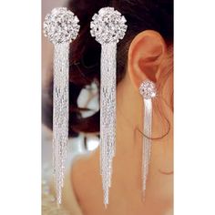 Silver Chandelier Earrings 925 Sliver Plated Zinc Alloy Elegant Style Free Jewelry With Purchase Bride Drop Earrings, Korean Earrings, Wedding Earrings Drop, Long Tassel Earrings, Bride Earrings, Crystal Dangle Earrings, Tassel Drop Earrings, Long Drop Earrings, Online Earrings