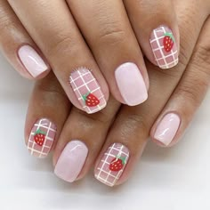 Save Time And Still Have A Perfect Manicure. These Cherry And Strawberry Water Transfer Nail Tattoo Decals Are Perfect For The Lazy Nail Artist. Bundle Sale: Buy One Get Each Additional Decal For Just $2! Filter By: Women> Make Up To See All Available. Check Out My Sister's Closet! @Marys_cherries Bundle Anything Across Our Closets For A Single Shipping Fee! Just Send One Of Us A Comment! Shop With Confidence Same Or Next Day Shipping Smoke - Free Strawberry Gel Nail Designs, Nail Strawberry Designs, Light Pink Strawberry Nails, Strawberry Theme Nails, Strawberry Pedicure, Strawberry Themed Nails, Short Strawberry Nails, Fruit Themed Nails, Strawberry Nails Short