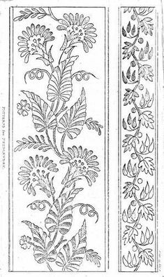 an old bookmark with flowers and leaves on the front, and side by side