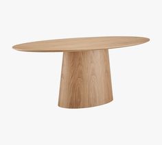 an oval wooden table on a white background with no one around it or someone else