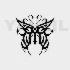 a black and white butterfly tattoo design on a white background