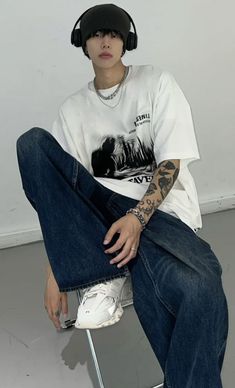 Baggy Outfits Men, Y2k Fashion Men, Korean Outfits Men, Y2k Outfits Men, Korean Street Fashion Men, Asian Streetwear, Y2k Men, Korean Streetwear