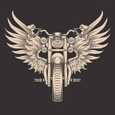 a drawing of a motorcycle with wings on it