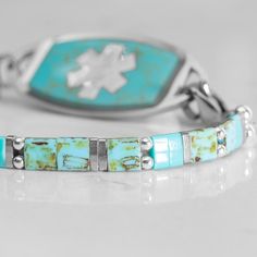 Medical Id Bracelets Woman, Bohemian Hypoallergenic Turquoise Beaded Bracelets, Bohemian Turquoise Beaded Hypoallergenic Bracelets, Hypoallergenic Turquoise Beaded Bracelets For Healing, Spiritual Nickel-free Turquoise Beaded Bracelets, Nickel-free Southwestern Turquoise Beaded Bracelets, Southwestern Turquoise Nickel-free Beaded Bracelets, Southwestern Turquoise Nickel Free Beaded Bracelets, Nickel-free Turquoise Beaded Bracelets, Southwestern Style