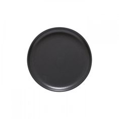 an empty black plate on a white background