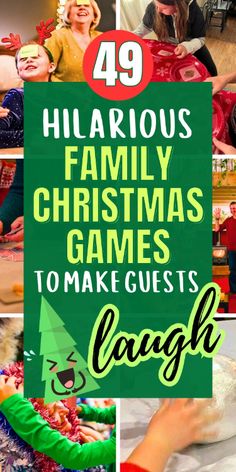 a collage of family christmas games to make guests laugh