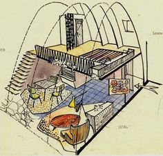 a drawing of a kitchen with an oven, sink and countertop area in it