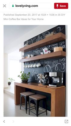 the instagram page on instagram shows an image of a coffee bar with chalkboard behind it