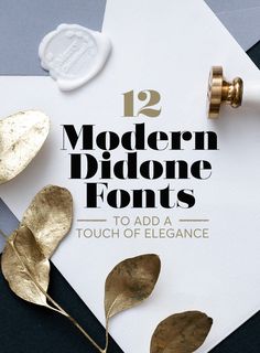 modern font with gold leaves on it and the title below reads 12 modern dittoone fonts to add a touch of elegance