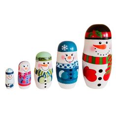 Christmass Wooden Nesting Doll 5 pcs Set - Stylus Kids Wood Snowman, Wooden Snowman, Merry Christmas Gifts, Kids Toy Gifts, Wooden Christmas Ornaments