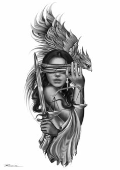 Warrior Tattoo Sleeve, Female Warrior Tattoo, Tattoo Artist Tattoo, Hip Tattoos, Greek Mythology Tattoos, Chicano Tattoos, Artist Tattoo, Lady Justice