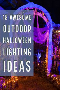 These Halloween outdoor decor ideas are AWESOME!! I'm definitely going to have the best front yard Halloween outdoor lighting in the neighborhood using these ideas. Mad Scientist Halloween, Haunted House Decorations