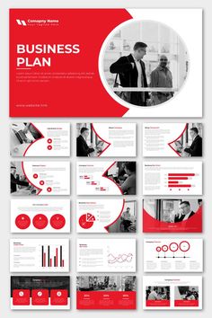 a red and white presentation template for business