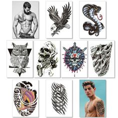 many different tattoos are shown in this image