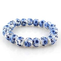 PRICES MAY VARY. IT FROM XUQCAH MATERIAL AND FOIMOJSK PARTMENT AND Thurder LOVER Porcelain Bracelet, Gifts Bracelets, Ceramic Beads Bracelet, Ceramic Accessory, Blue Hibiscus, Porcelain Beads, School Dress, Blue And White Porcelain, Mens Beaded Bracelets