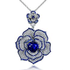 Classic 5.05ct Natural Blue Sapphire in 18K Gold Pendant by CHARMES Jewellery Pandent Design, Crystal Jewerly, Cz Jewellery, Bvlgari Jewelry, Diamond Necklace Designs, Fancy Yellow Diamond, Bridal Fashion Jewelry, Color Stones, Sapphire Pendant