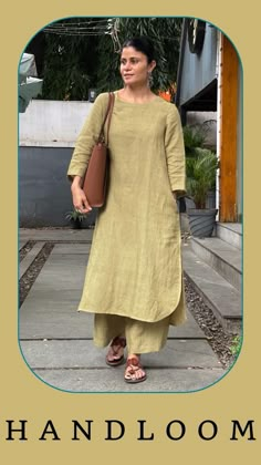 Handloom pure line co-ord ser Simple Kurti Designs Classy, A Line Kurti Designs, Block Print Dresses, Plazo Suits, Plain Kurti, Casual Kurti, A Line Kurti, Simple Dress Casual, Simple Kurta