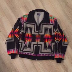 High Grade Western Wear By Pendleton Wool Chief Joseph Blanket. Silver Grey Lining. Amazing Condition! Elastic Arm And Waist Bands Are Flawless. Small Stain On Front Talon Zipper. Made In Usa! 80s Jacket. Shop Sustainably Casual Multicolor Wool Outerwear, Retro Multicolor Wool Outerwear, Retro Purple Outerwear For Winter, Retro Purple Winter Outerwear, Vintage Multicolor Wool Outerwear, Multicolor Vintage Wool Outerwear, Vintage Purple Outerwear For Outdoor, Vintage Purple Outerwear For Fall, Chief Joseph