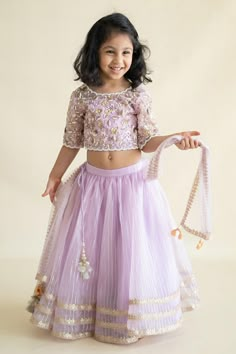 Traditional Baby Dresses, Lavender Lehenga, Lehenga For Girls, Kids Party Wear Dresses, Purple Tulle, Kids Dress Collection, Wedding Dresses For Kids, Work Lehenga, Kids Lehenga