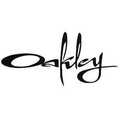 the word oakley written in black ink on a white background with an artistic font that reads,