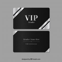 a black and silver business card with the word,'vip member'on it