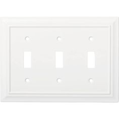 a white wall plate with two toggles and three outlet plates on each side