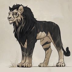 a drawing of a lion standing in the grass