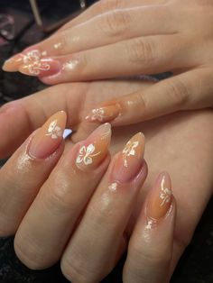 summer nails, hibiscus nails Christmas Hawaii Nails, Hawaii Aesthetic Nails, Hawaii Christmas Nails, Brown Hibiscus Nails, Hibiscus Gel Nails, Nails Hibiscus, Orange Acrylic Nails Designs, Plumeria Nails, Hibiscus Flower Gel Nails