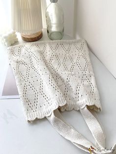 BirdinBag - Spacious Crochet Tote with Stylish Hollow Out Design Cream Knitted Bag For Everyday Use, Cream Knitted Bag, Cream Knitted Everyday Bag, White Knitted Tote Shoulder Bag, White Knitted Shoulder Bag For Daily Use, Everyday White Knitted Shoulder Bag, White Knitted Rectangular Shoulder Bag, Cream Knitted Bag For Summer, Cream Knitted Summer Bag