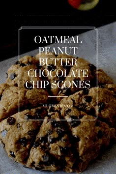 oatmeal peanut butter chocolate chip cookies on parchment paper with text overlay