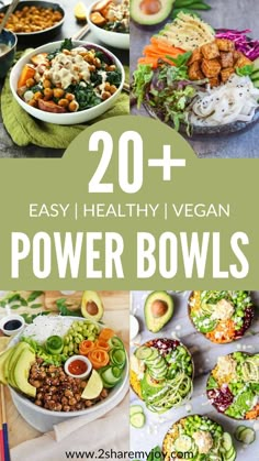 Over 20 Healthy easy and vegan power bowl recipes. Buddha bowl, poke bowl, and plant based salad bowl ideas. Vegan Power Bowl, Salad Bowl Ideas, Recipes Under 30 Minutes, Vegan Salad Bowl, Power Bowl Recipes, Fresh Vegetable Recipes, Power Bowl Recipe