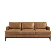 a brown leather couch on a white background