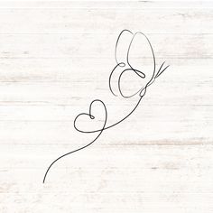 a drawing of two heart shaped balloons on a white wood background with the word love written in black ink