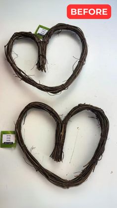 two heart shaped branches are shown with the words before and after it has been cut off